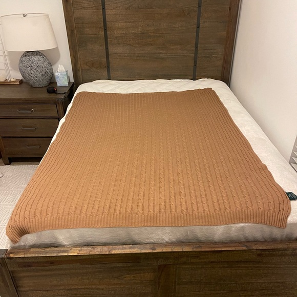 Polo Ralph Lauren Beige-Camel Cotton Knitted Blanket %100 cotton - Picture 5 of 8